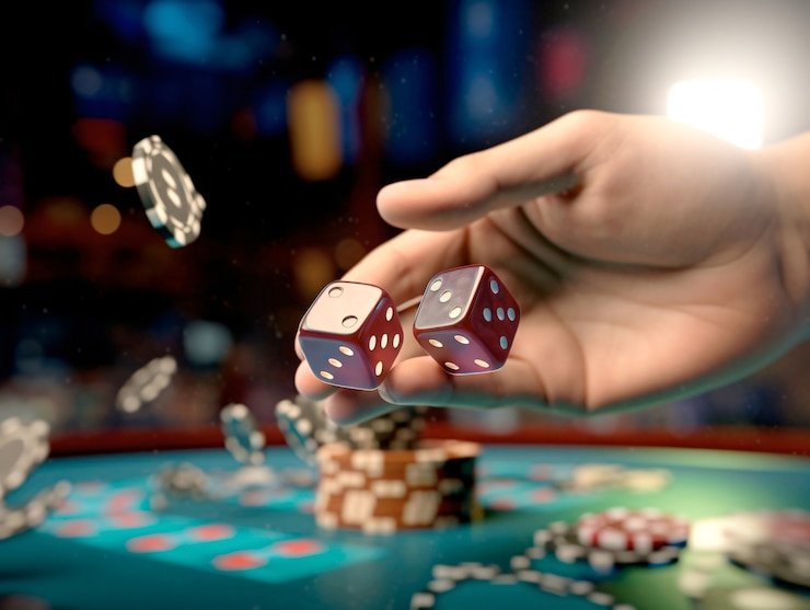 Live dealer Three Card Poker table with card hands visible